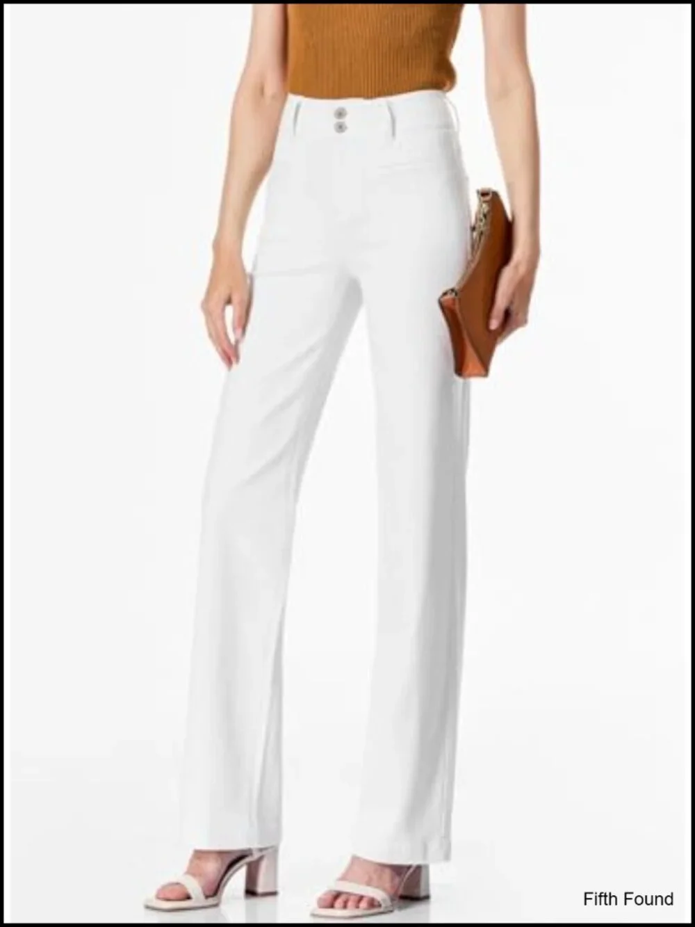 High Waisted Straight Leg Stretchy Jeans Wide Leg Denim Pants with Pockets